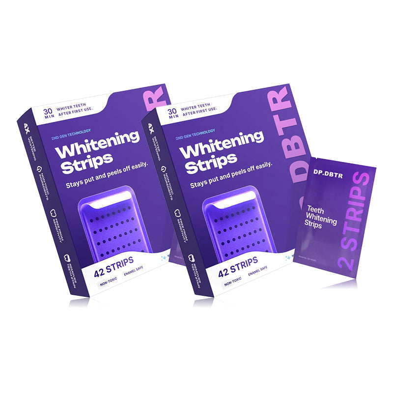Leafora Purple Teeth Whitening Strips - 7/21 Whitening Sessions - Safe for Enamel - Non Sensitive Teeth Whitening - Peroxide-Free