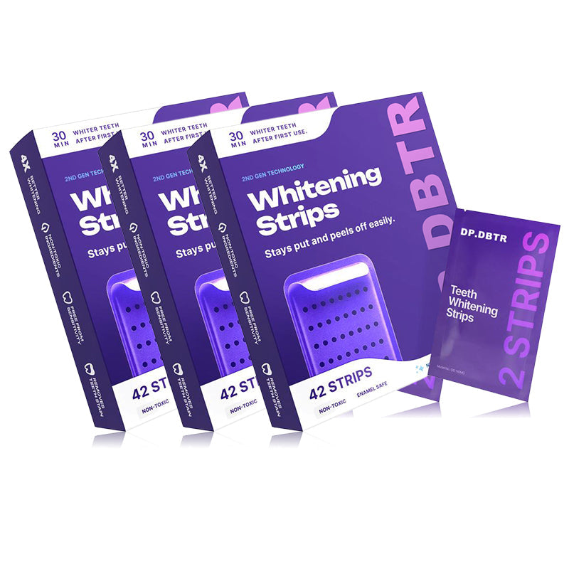 Leafora Purple Teeth Whitening Strips - 7/21 Whitening Sessions - Safe for Enamel - Non Sensitive Teeth Whitening - Peroxide-Free