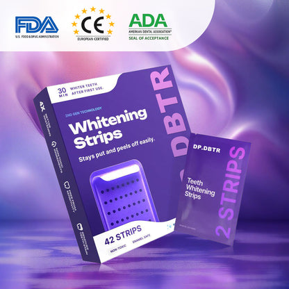 Leafora Purple Teeth Whitening Strips - 7/21 Whitening Sessions - Safe for Enamel - Non Sensitive Teeth Whitening - Peroxide-Free