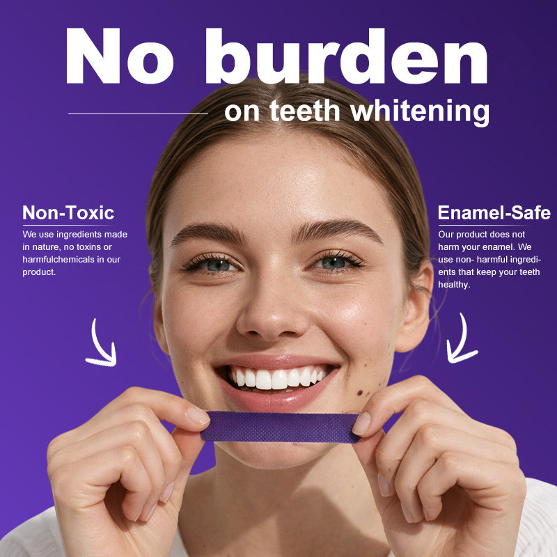 Leafora Purple Teeth Whitening Strips - 7/21 Whitening Sessions - Safe for Enamel - Non Sensitive Teeth Whitening - Peroxide-Free