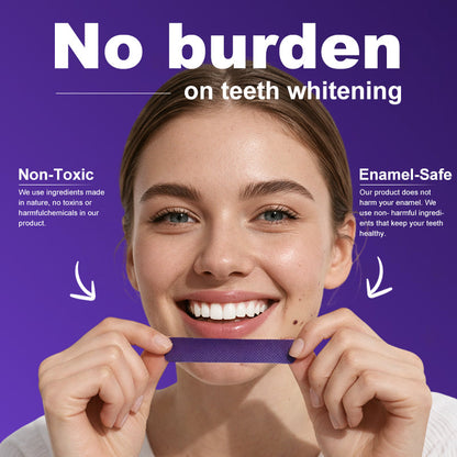 Leafora Purple Teeth Whitening Strips - 7/21 Whitening Sessions - Safe for Enamel - Non Sensitive Teeth Whitening - Peroxide-Free